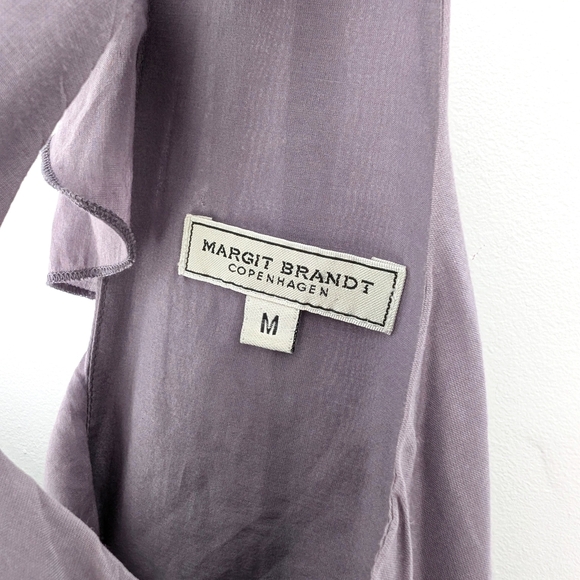 Margit Brandt Danish Designer Romatic Ruffled Lavender Mini Dress * Size Medium - Picture 3 of 8